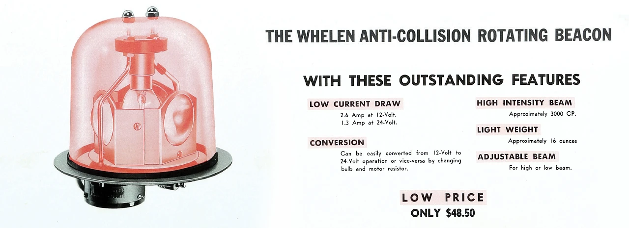 example of vintage product literature from 1956 highlighting the Whelen Rota-Beam™