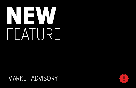 promo graphic with text reading "New Feature: Market Advisory"