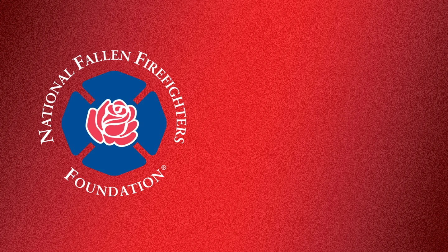 National Fallen Firefighters Foundation logo on patterned red background