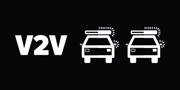 graphic illustration of Whelen Vehicle-to-Vehicle (V2V) lighting solutions for emergency vehicles