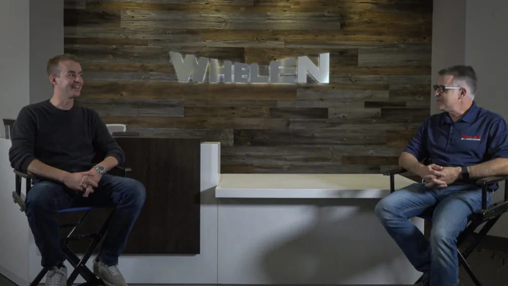 image of Geoff Marsh and George W. Whelen during Whelen company town hall event