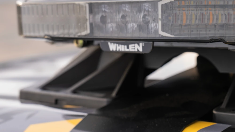 close-up view of DOT vehicle with Whelen roof-mounted lightbar